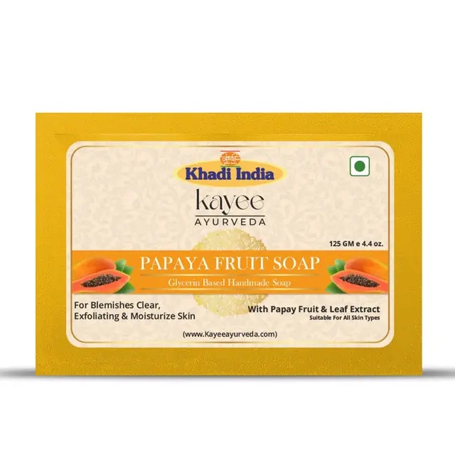 Kayee Ayurveda Papaya Fruit Bath Soap | Papaya Herbal Soap for Men & Women | Daily Use Body Cleansing Bathing Bar | Helps Remove Dirt, Sweat & Excess Oil | Fresh, Clean & Smooth Looking Skin