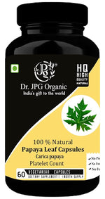 Dr. JPG Organic papaya capsuels 60veg. For Pletlets Count/Papaya Leaf powder Capsules.