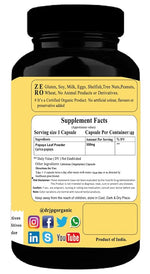Dr. JPG Organic papaya capsuels 60veg. For Pletlets Count/Papaya Leaf powder Capsules.