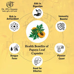 Dr. JPG Organic papaya capsuels 60veg. For Pletlets Count/Papaya Leaf powder Capsules.