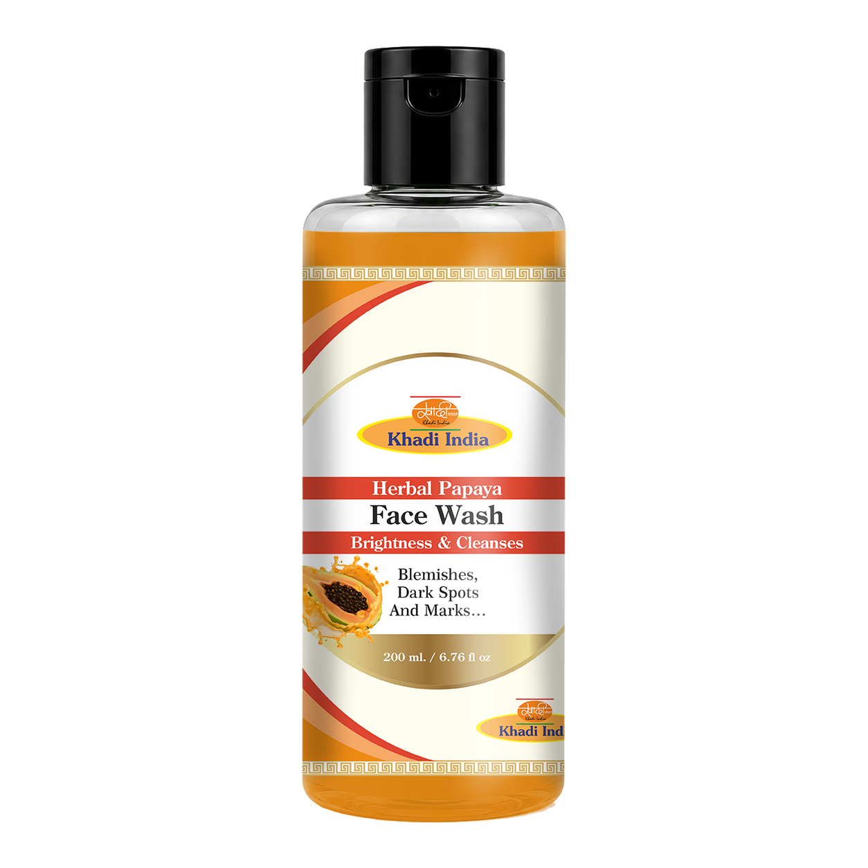 Khadi Care Herbal Papaya Face Wash for Skin Brightening & Tan Removal - 210ml
