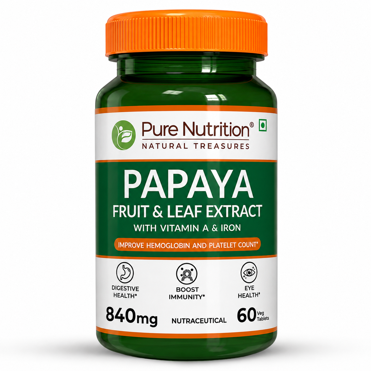 Pure Nutrition Papaya Fruit & Leaf Extract Capsule - 600mg - 60 Capsules