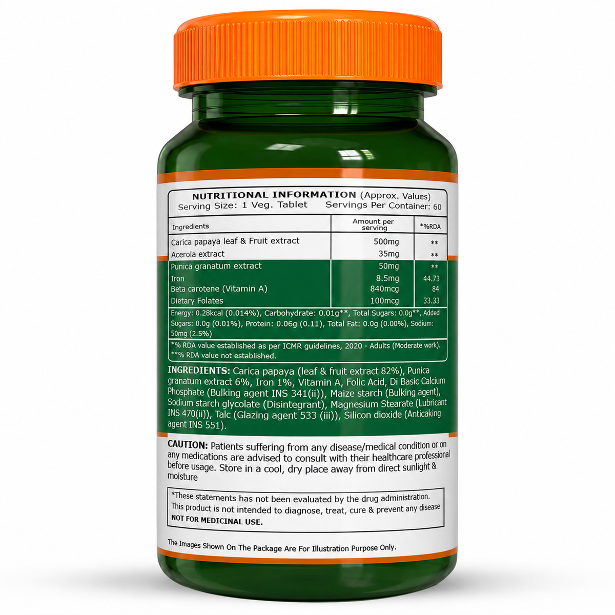 Pure Nutrition Papaya Fruit & Leaf Extract Capsule - 600mg - 60 Capsules