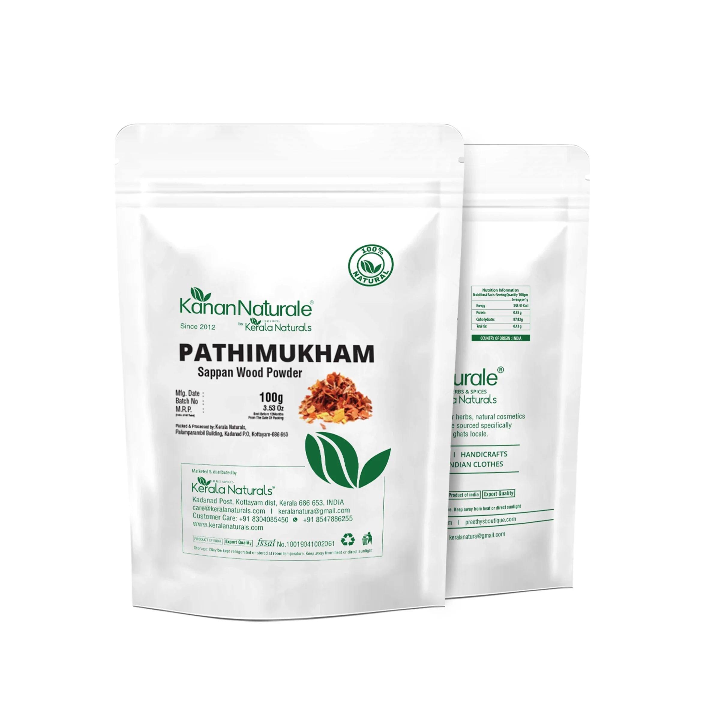 Kerala Naturals Pathimukham Sappan Wood 100g - Sappan Wood Pink Herbal Water Shavings