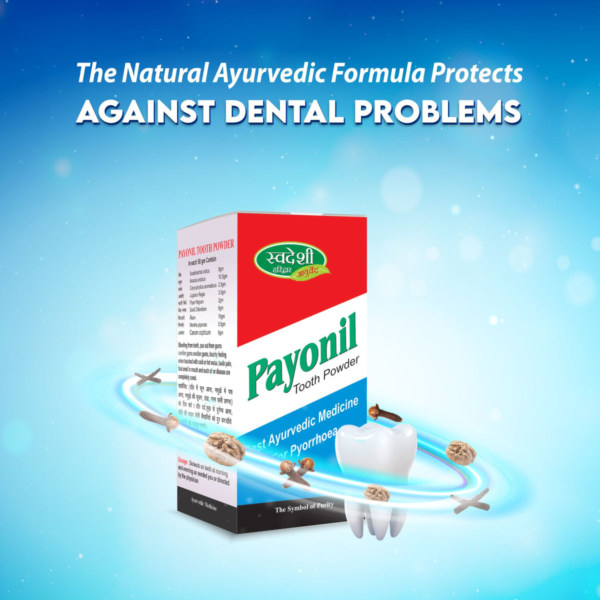 Pack of 2 Payonil Tooth Powder 50gm Gum Health Support & Enamel Fortification.