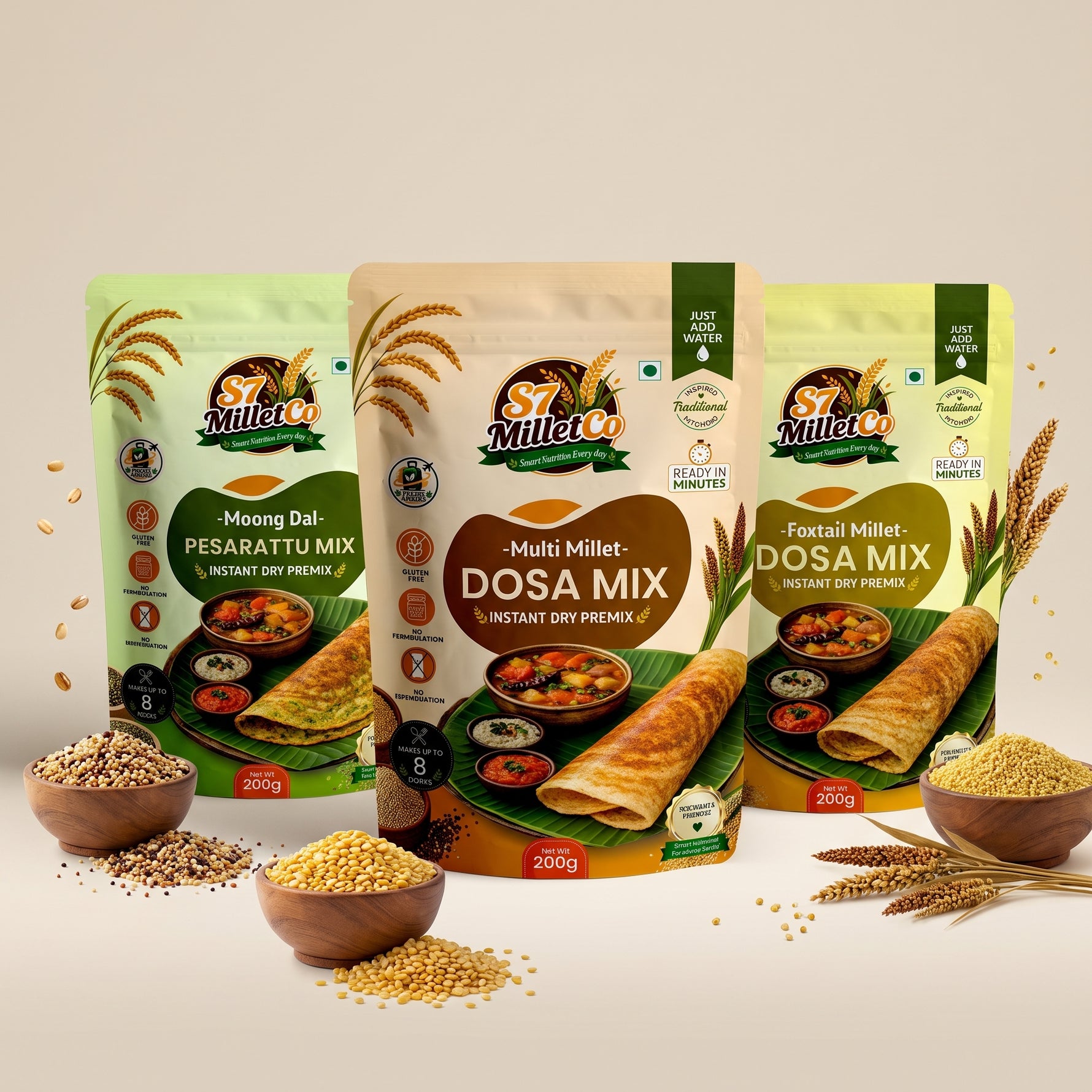 Millet Dosa Trio | Just Add Water | 600g