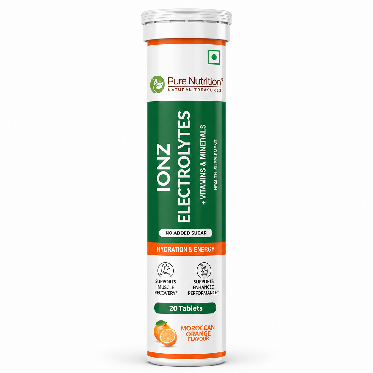 Pure Nutrition Ionz Electrolytes – Zero Sugar Added | 20 Effervescent Tablets – Moroccan Orange Flavour | For Instant Hydration, Energy, Performance & Recovery