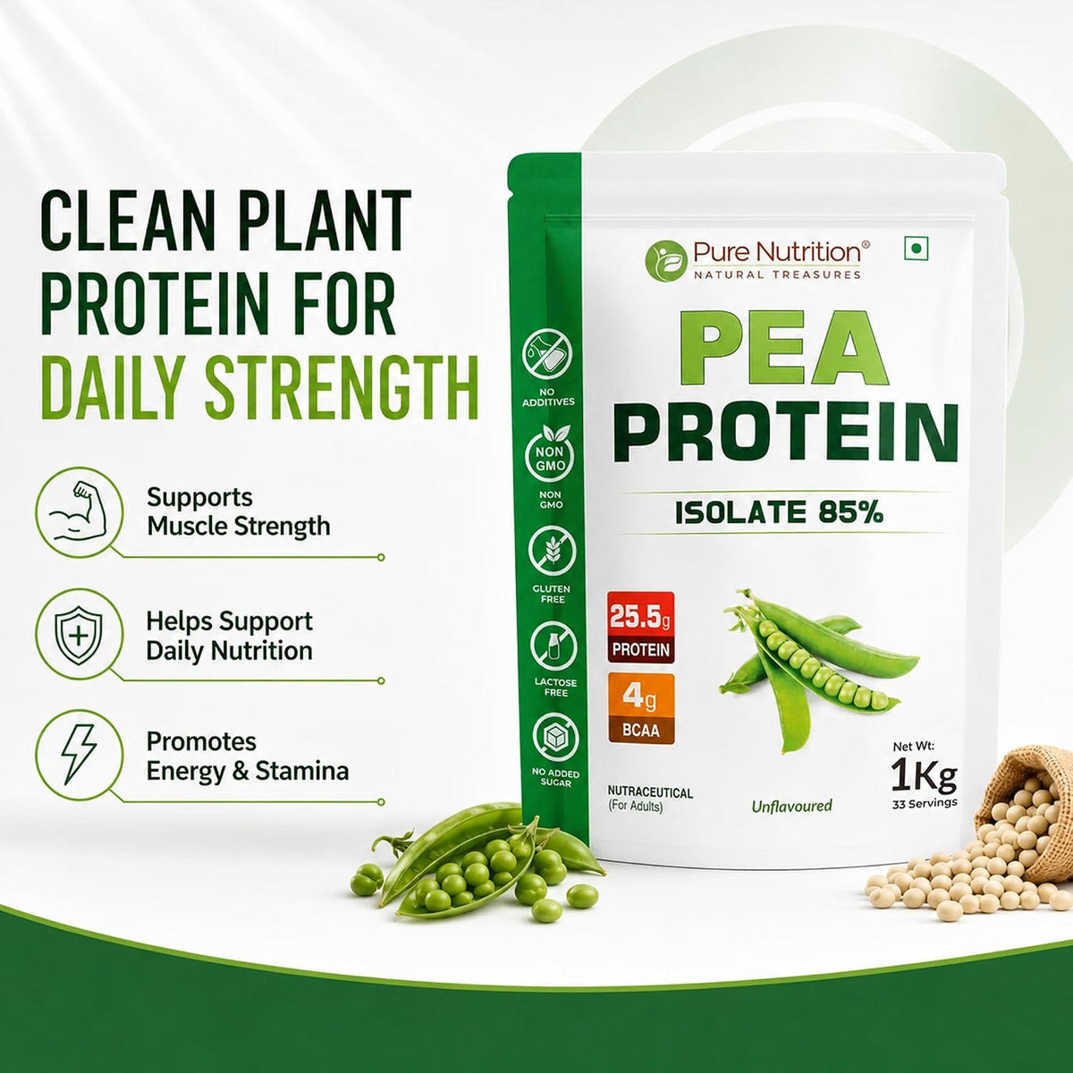 Pure Nutrition Pea Protein Isolate Powder - 1kg