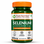 Pure Nutrition Selenium Capsules - 40mcg for Immune System, Supports Healthy Blood Pressure, Thyroid Health & Improves Cholesterol Levels - 60 Veg Capsules