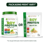 Pure Nutrition Soy Protein Isolate Powder  | 90% Isolate (27g Isolate per 30g Serving), Unflavoured | Supports Muscle Growth, Recovery & Weight Management | Ideal for Fitness, Overall Health & Vegan Diets - 1kg