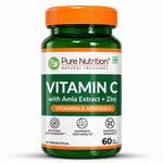 Pure Nutrition Vitamin C with Amla Extract + Zinc Tablets | Boost Immunity | Support In Skin & bone Health - 60 Veg Tablets