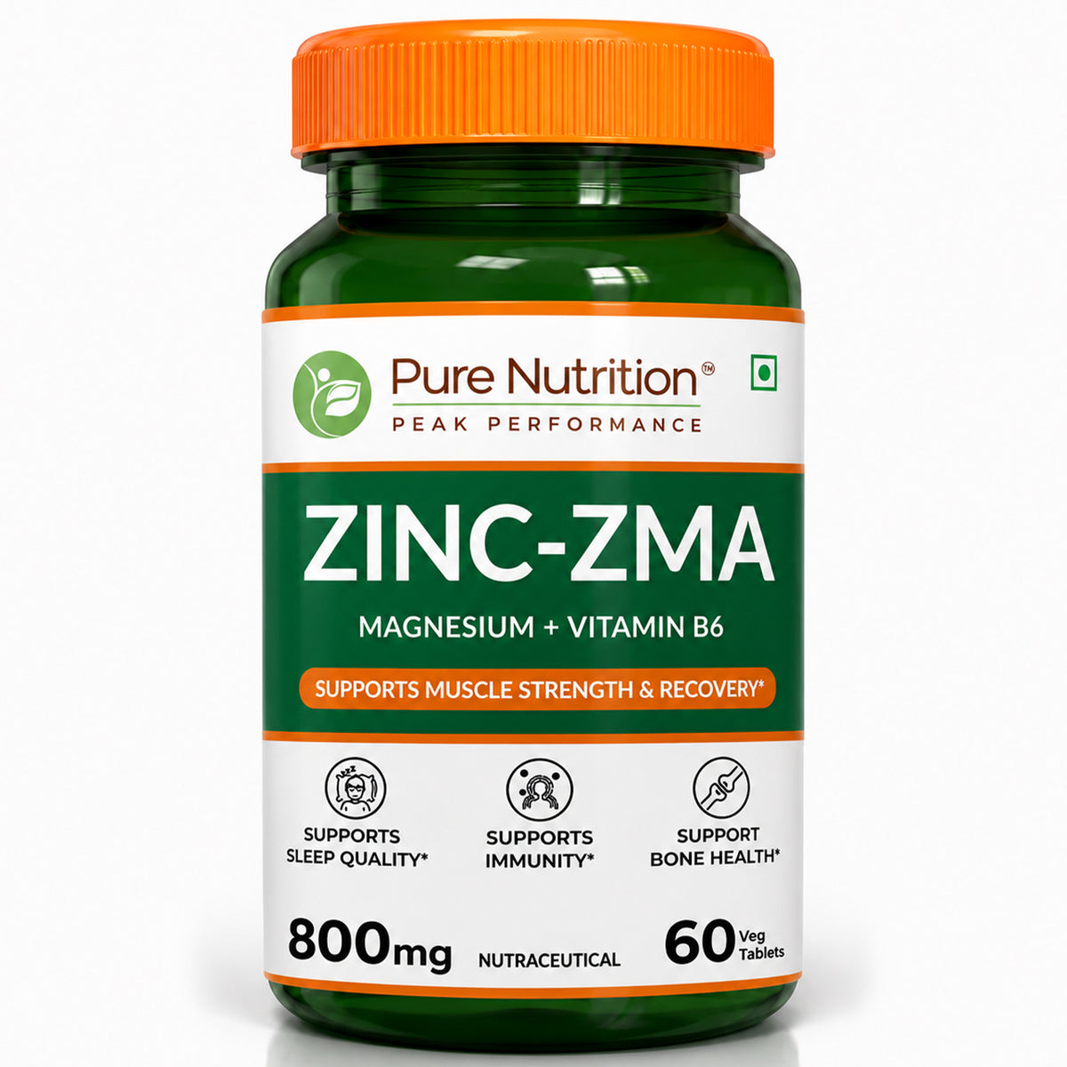 Pure Nutrition Zinc ZMA 800mg – Veg Tablets for Muscle, Recovery, Sleep & Overall Wellness