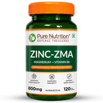 Pure Nutrition Zinc-ZMA 800 mg Veg Tablet with Magnesium & Vitamin B6 for Immunity, Bones & Muscles | 120 Veg Tablet