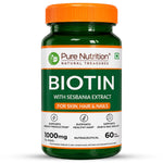Pure Nutrition Biotin Tablet - with Sesbania, Bamboo Shoot, Moringa & Amla – Promotes Hair Growth, Glowing Skin, Strong Nails & Overall Wellness for Men & Women - 60 Tablets