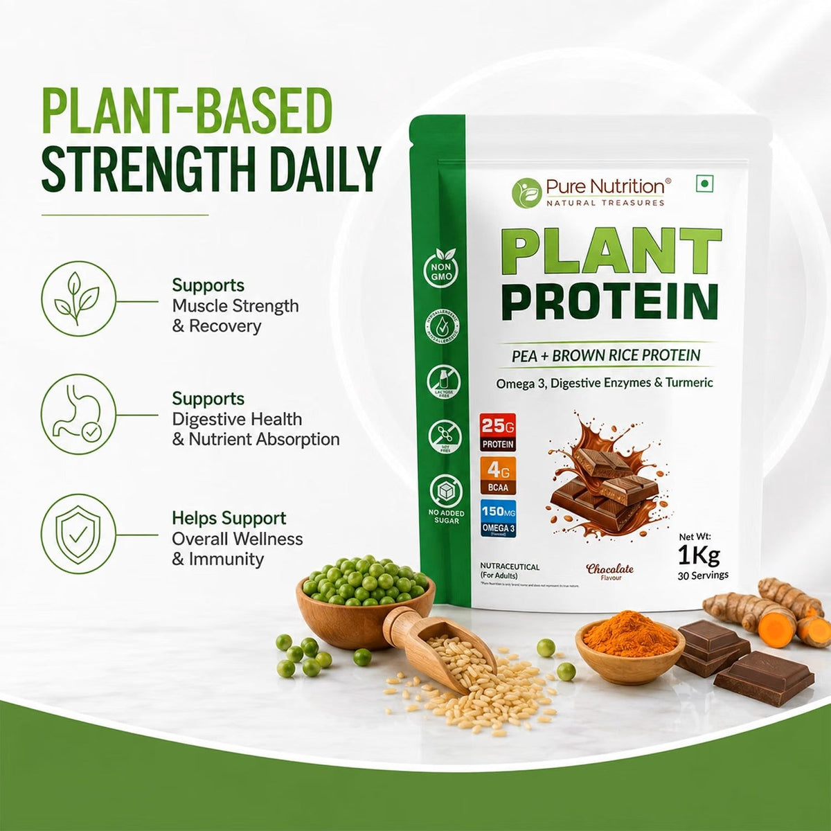 Pure Nutrition Pure Vegan Protein Powder Chocolate - 1kg