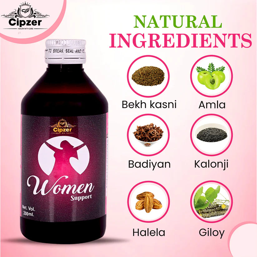Cipzer Women Support Syrup - 200ml | Menstrual Health, Hormonal Balance, Energy & Women’s Vitality