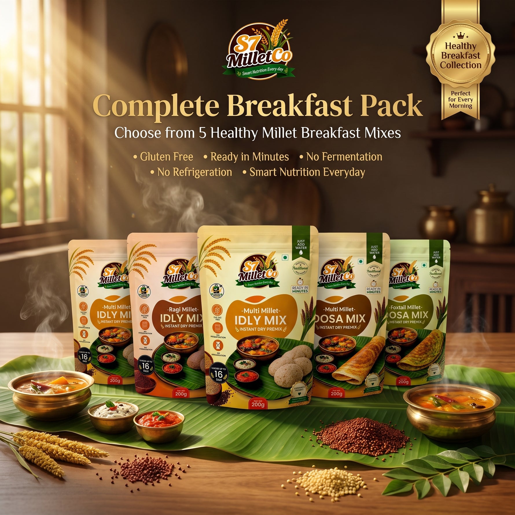 S7 MilletCo Complete Breakfast Pack | Just Add Water | 1000g