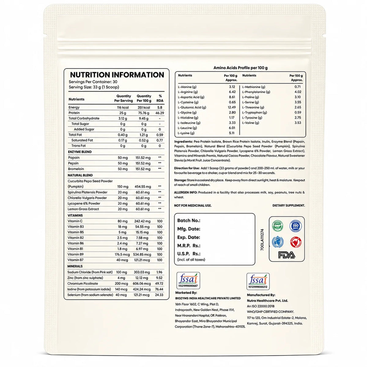 RevaSure - The Founder's Batch I Bloat-Free Plant Protein 1Kg with Scoop.