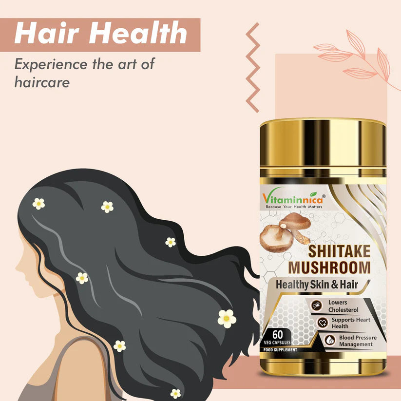 Vitaminnica Shiitake Mushroom Capsules - Immune Boost & Cardiovascular Health, 60 Count