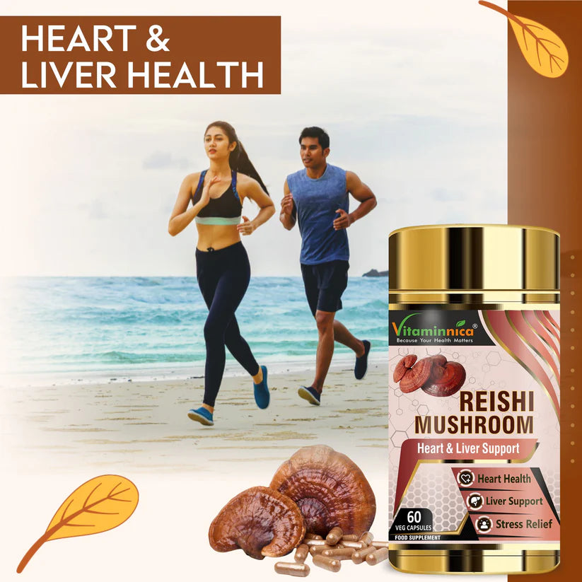 Vitaminnica Reishi Mushroom Capsules - Immune Support & Stress Relief, 60 Count