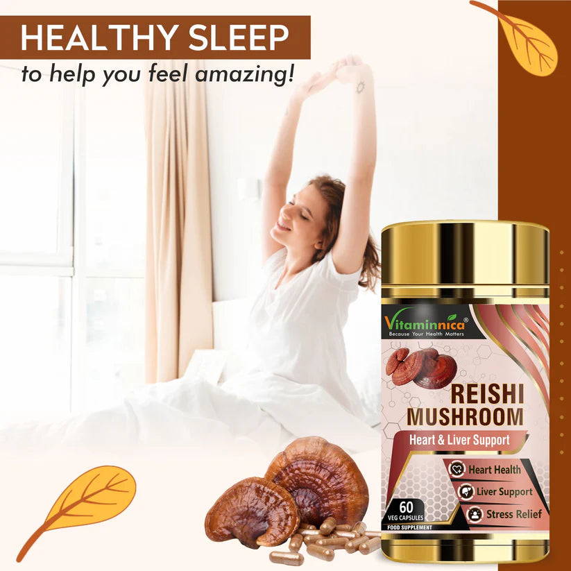 Vitaminnica Reishi Mushroom Capsules - Immune Support & Stress Relief, 60 Count