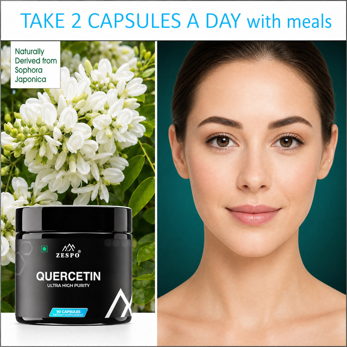 Zespo Quercetin 880 mg (Quercetin Dihydrate) | Antioxidant & Immune Support | 90 Vegan Capsules