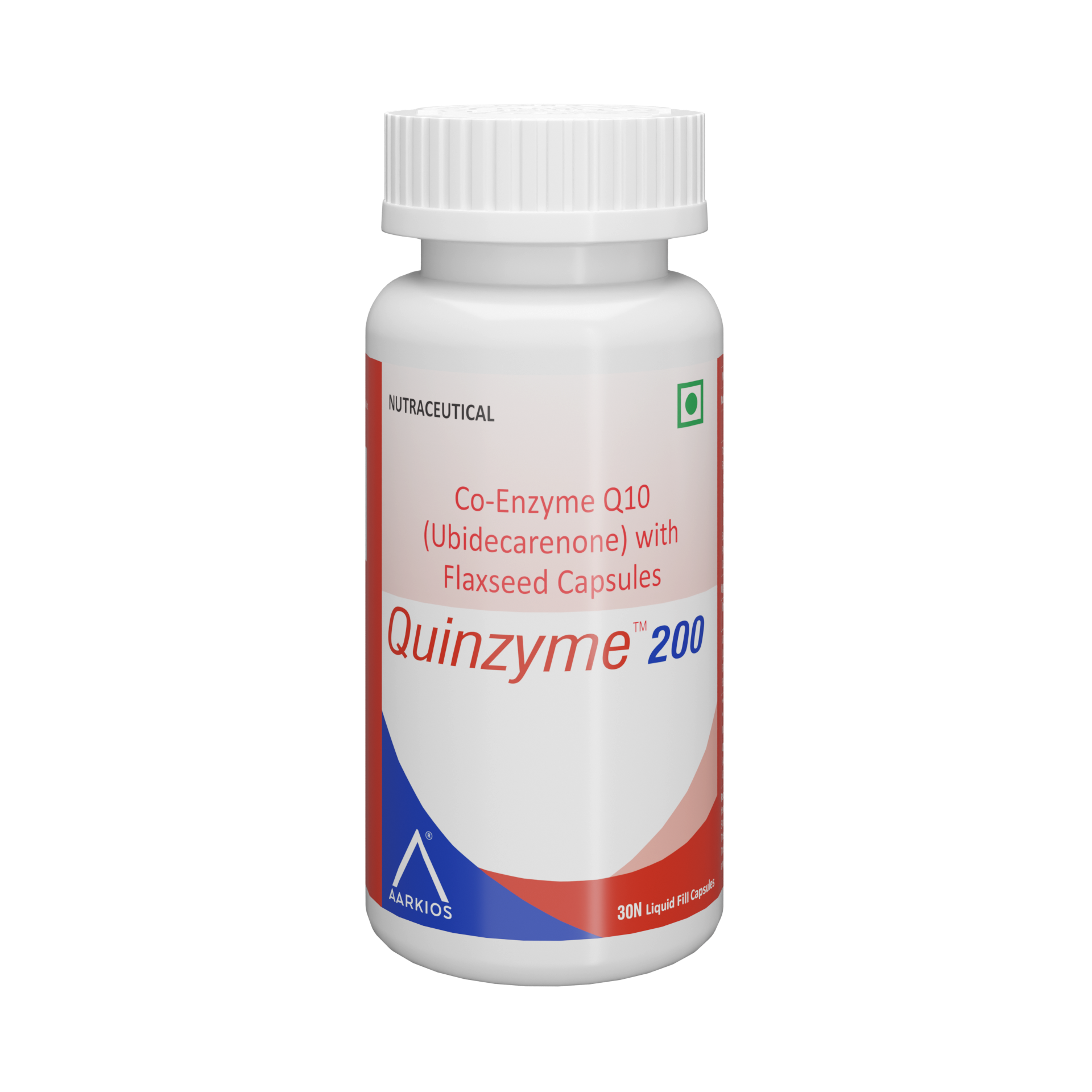 Aarkios Quinzyme 200 CoQ10 Supplement with Ubiquinol & Flaxseed | 200mg - 30 Capsules