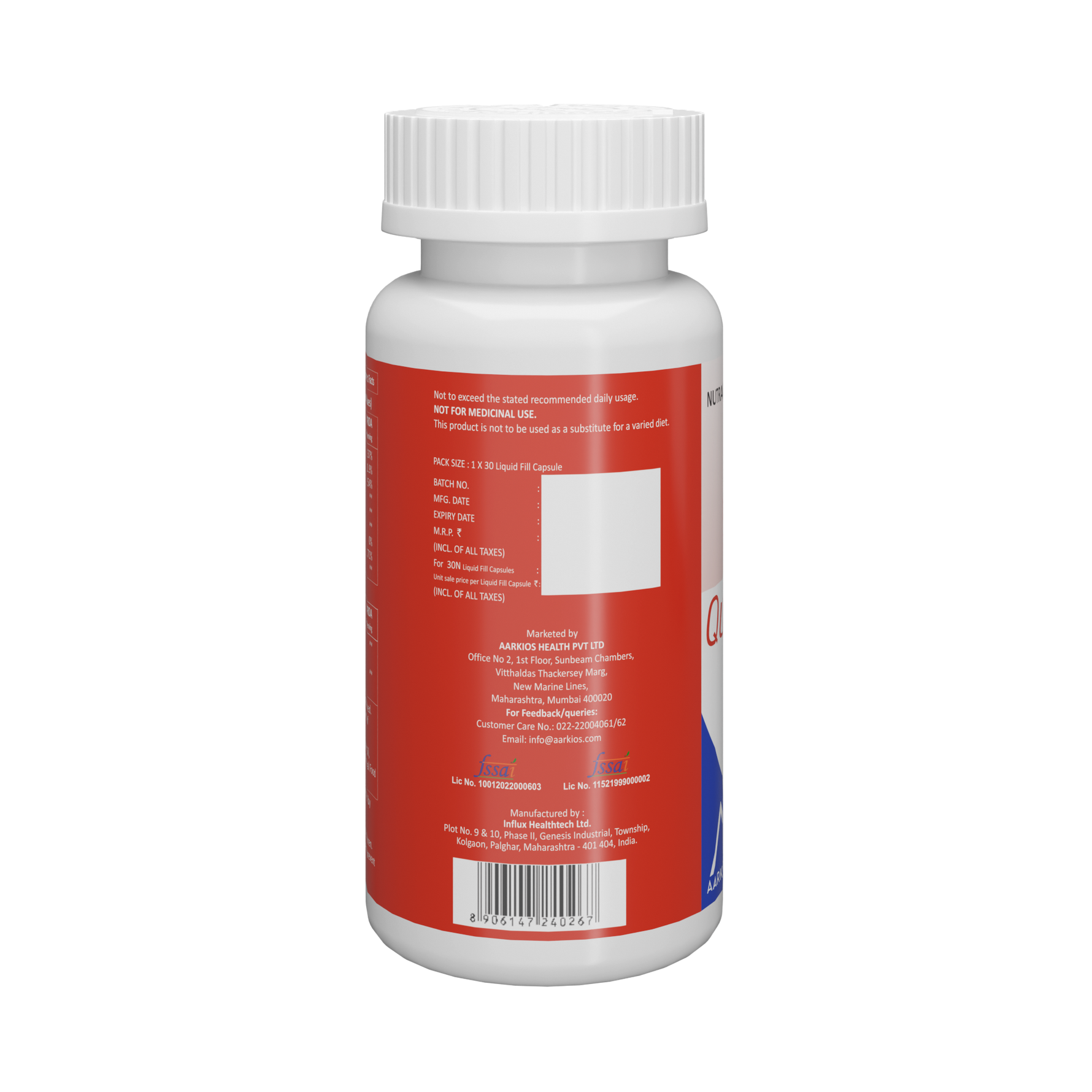 Aarkios Quinzyme 200 CoQ10 Supplement with Ubiquinol & Flaxseed | 200mg - 30 Capsules