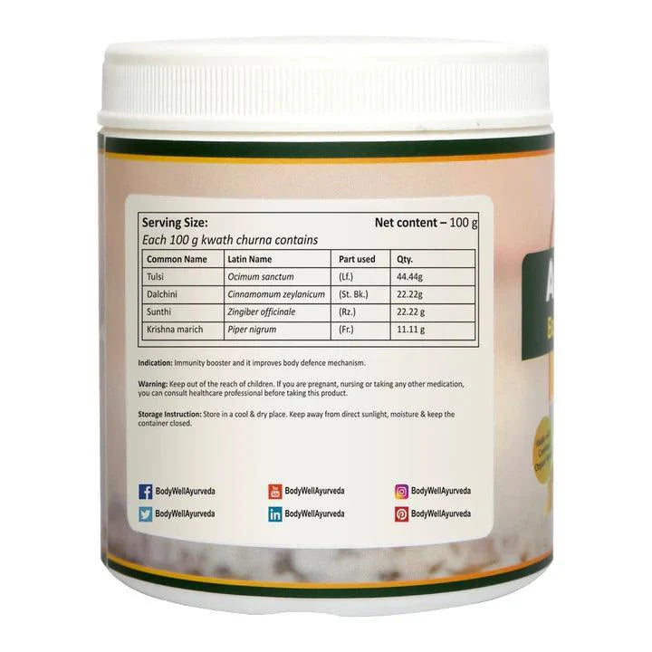 BodyWell Ayush Kwath Kadha Powder – Traditional Ayurvedic Seasonal Wellness & Support – 100g Powder