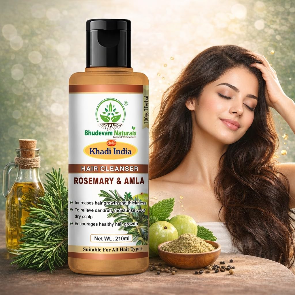 Bhudevam Naturals Khadi Rosemary & Amla Shampoo – Nourish, Repair & Smooth Hair- 210ML