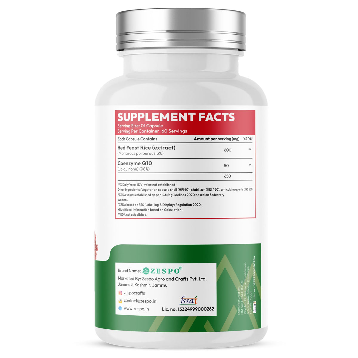Zespo Red Yeast Rice + CoQ10 650 mg – 60 Capsules