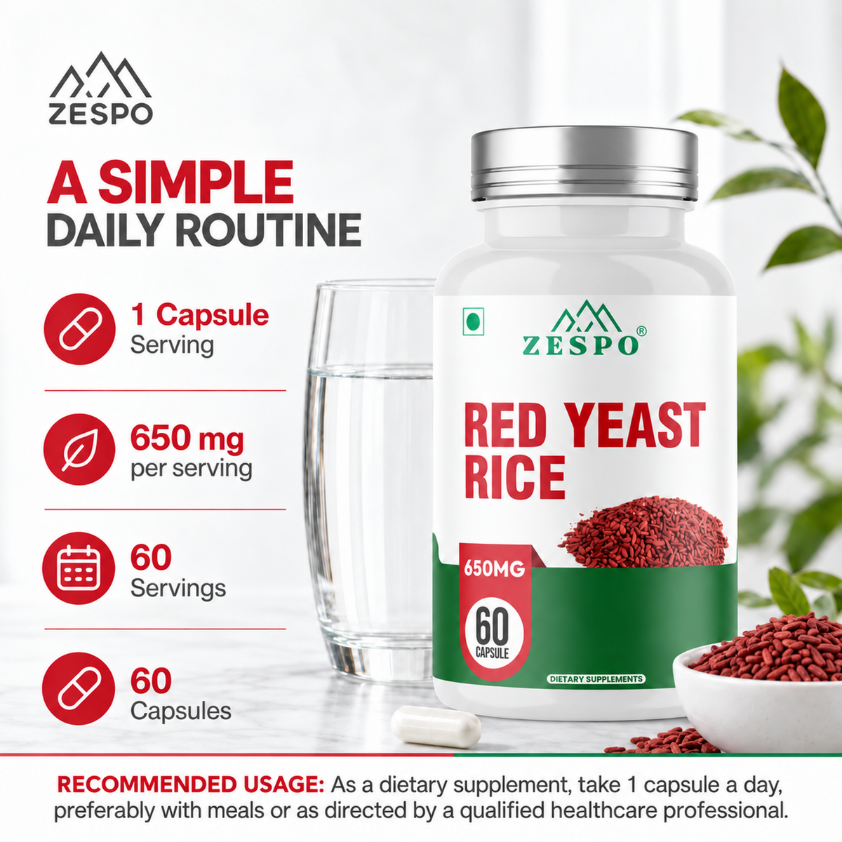 Zespo Red Yeast Rice + CoQ10 650 mg – 60 Capsules
