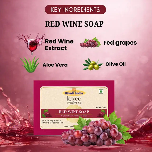 Kayee Ayurveda Red Wine Soap for Men & Women | Premium Herbal Bathing Soap with Red Wine Inspired Care | Gentle Daily Cleansing Body Soap for Soft, Smooth, Fresh & Refreshed Looking Skin