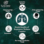 Dr. JPG Organic Respiratory Wellness 500mg, 60 Veg. Capsules For Cough & Cold. India organic certified.