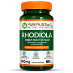 Pure Nutrition Rhodiola Rosea Root Extract (500mg) - 60 Veg Capsules | Standardized to 3% Rosavins & 1% Salidroside | Supports Energy, Focus, Relaxation & Cognitive Health