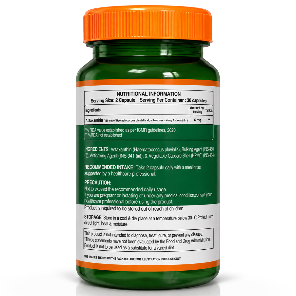 Pure Nutrition Astaxanthin 4mg – 60 Veg Capsules | Powerful Antioxidant for Eye, Skin, Heart & Immune Support | Promotes Cellular Health, Anti-Aging & Recovery | Plant-Based, For Men & Women
