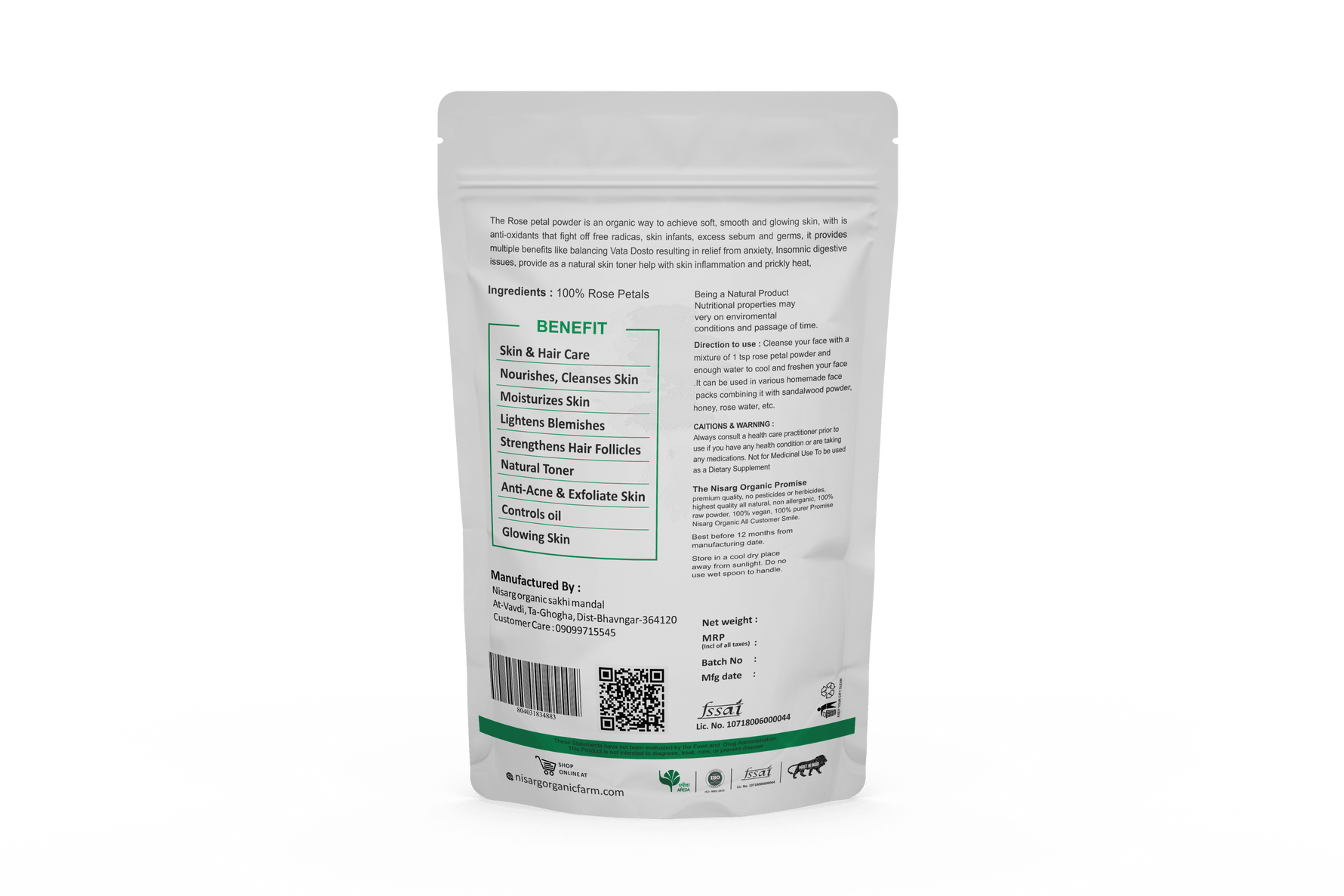 Nisarg Organic Farm Red Rose Petals Powder