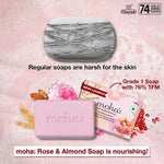 moha: Rose & Almond Soap Pack of 6 - Dry Skin Bathing Bars