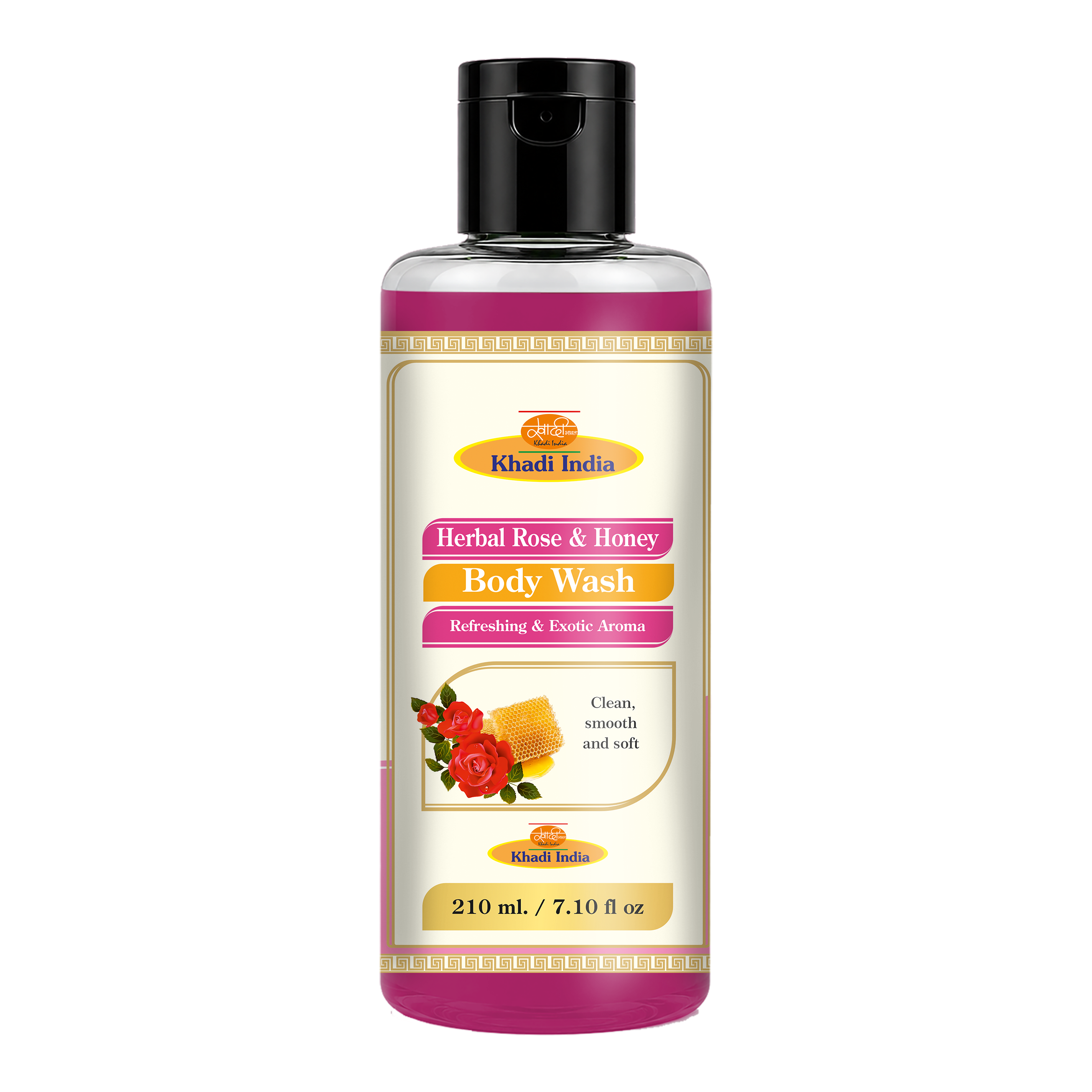 Khadi Care Herbal Rose & Honey Body Wash for Dry Skin & Soft Glow - 210ml