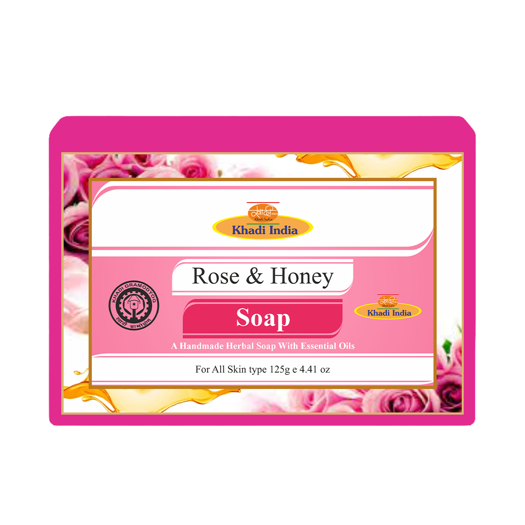 Khadi Care Herbal Rose & Honey Soap for Glowing & Soft Skin - 125g