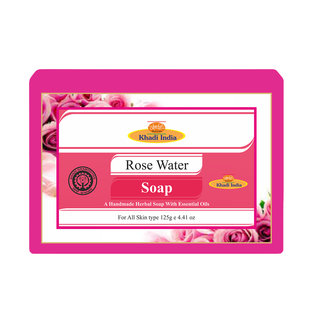 Khadi Care Herbal Rose Water Soap for Glowing & Soft Skin - 125g