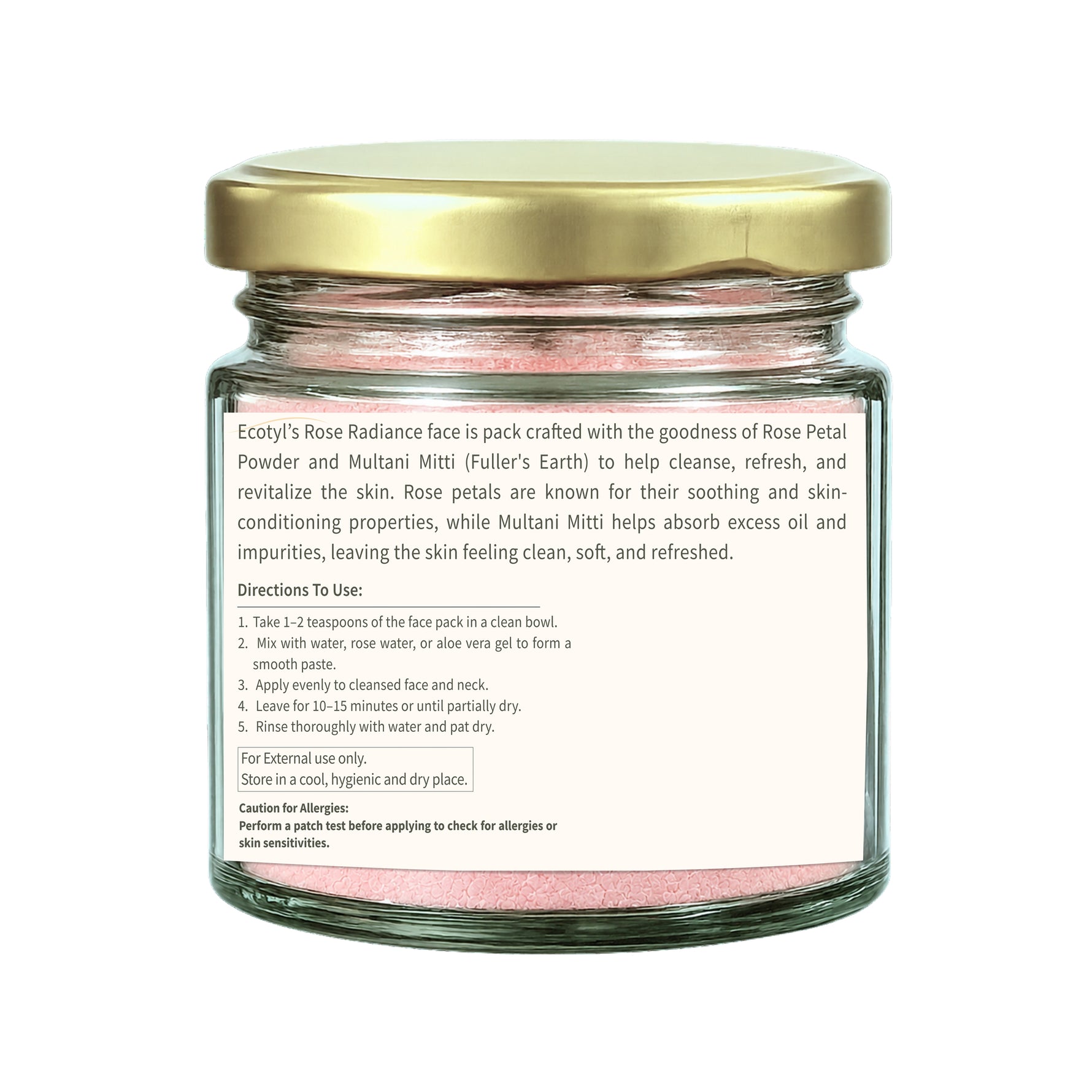 Ecotyl Rose Radiance Face Pack | Skin Glow & Brightening | 75g