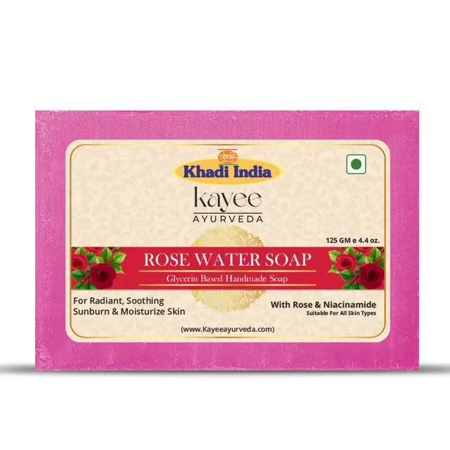 Kayee Ayurveda Rose Water Bath Soap | Rose Water Herbal Soap for Men & Women | Gentle Cleansing Bathing Bar for Daily Use | Refreshing Floral Body Soap for Clean, Soft, Smooth & Refreshed Looking Skin
