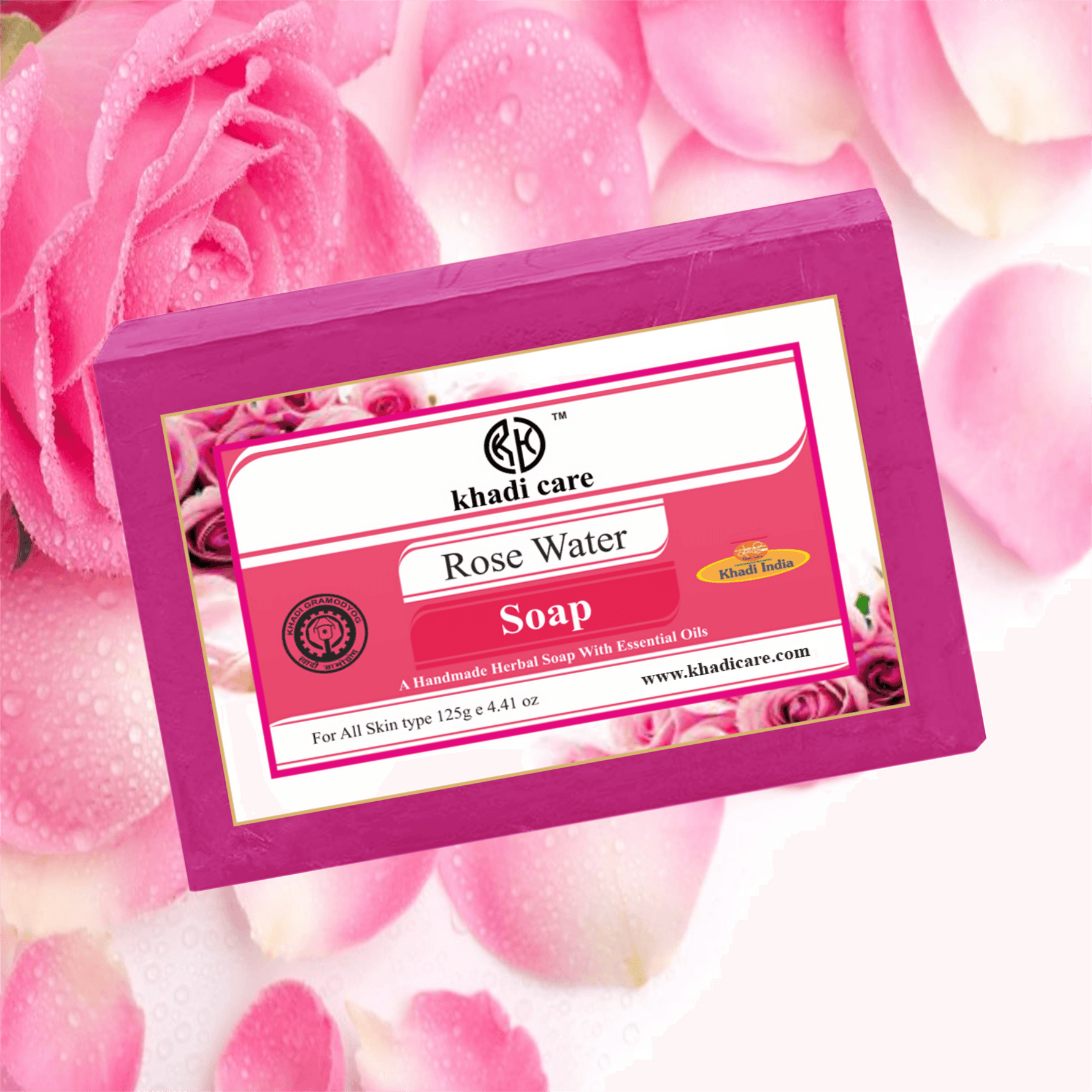 Khadi Care Herbal Rose Water Soap - 125g