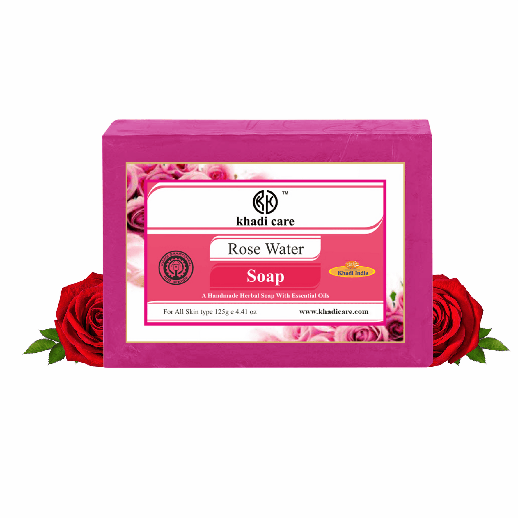 Khadi Care Herbal Rose Water Soap - 125g