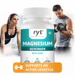 Ryt Nutrition Magnesium Glycinate with Zinc, 350mg, 60 Vegetarian Tablets, Supports Bone, Nerve and Muscle Health