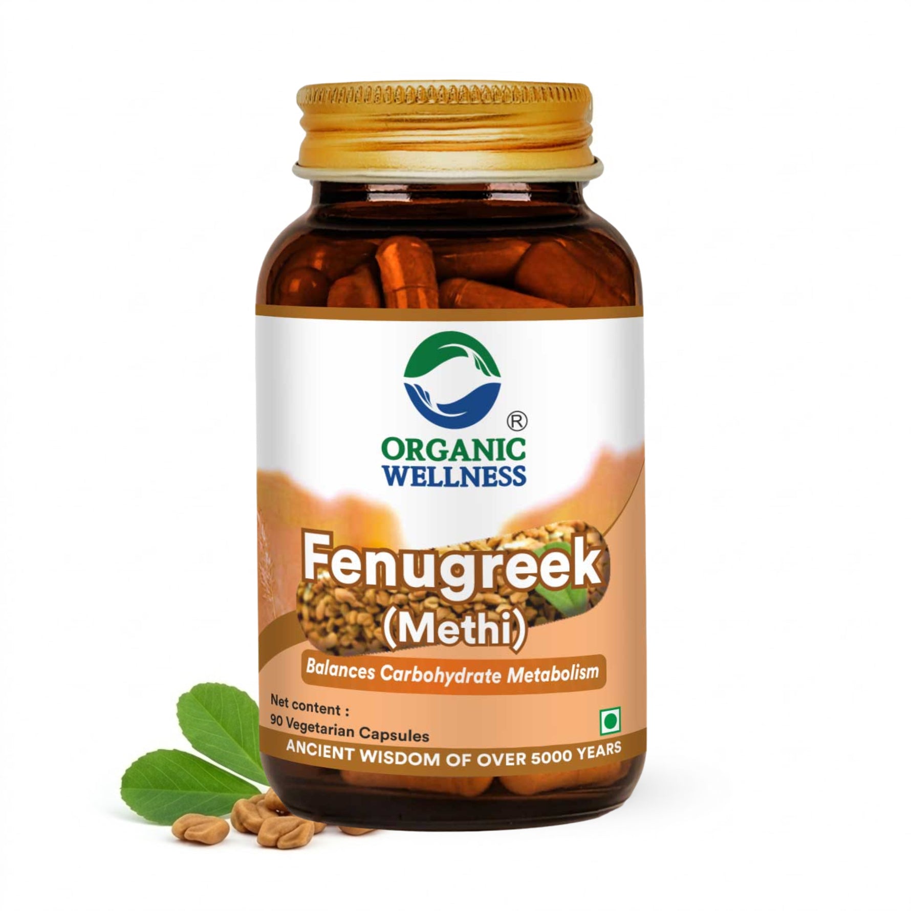 Organic Wellness Fenugreek (Methi) Capsules -  90 Vegetarian Capsules