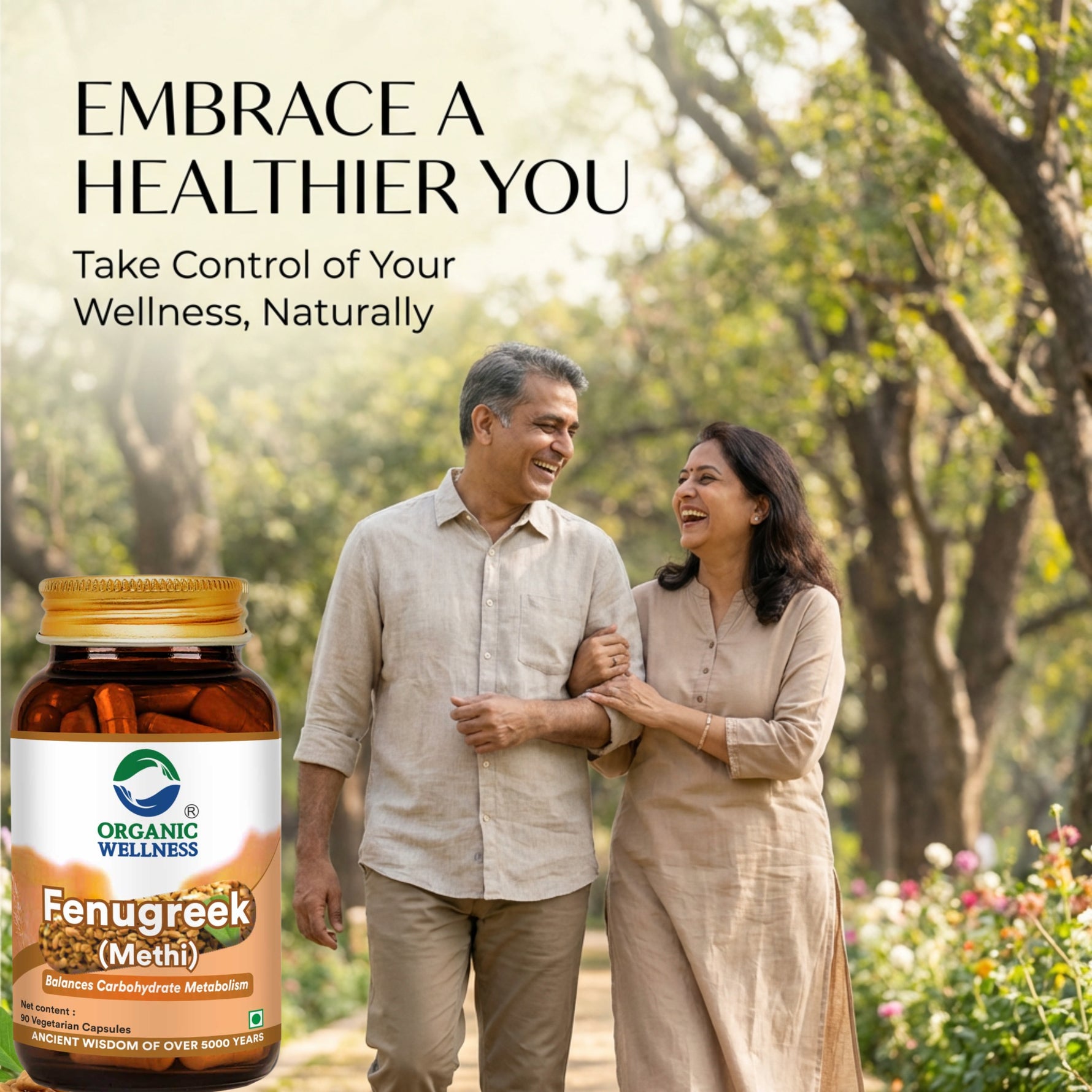Organic Wellness Fenugreek (Methi) Capsules -  90 Vegetarian Capsules