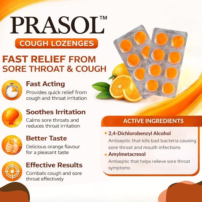 Safesils Cough Lozenges – Orange 20x8 Pack