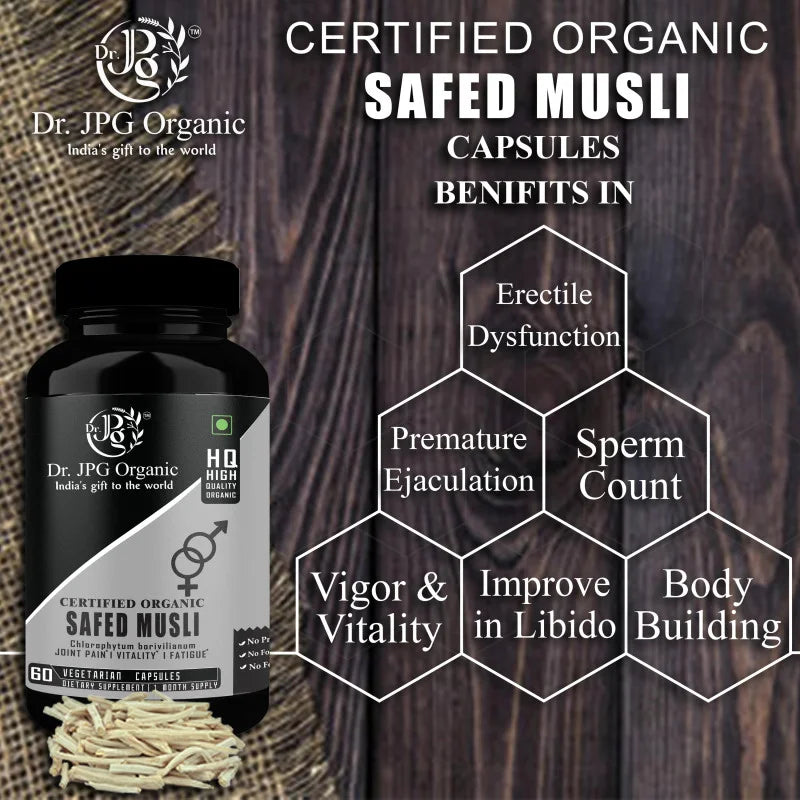 DR. JPG ORGANIC FOODS & HERBLAS Safed musli capsules 500mg 60veg capsules